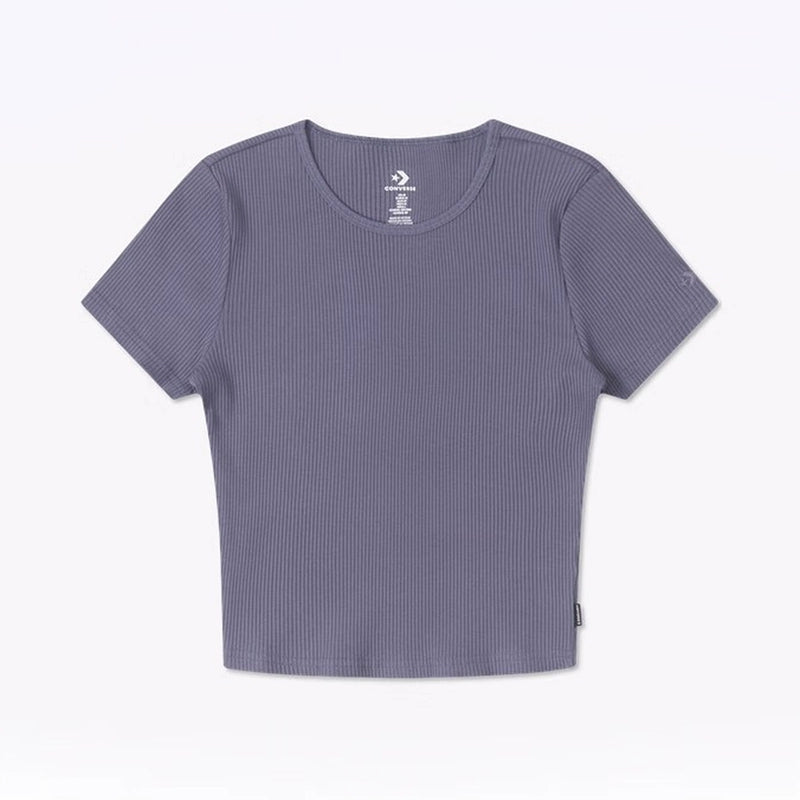 THE CONVERSE RIB CROP TEE LAVENDER ASH