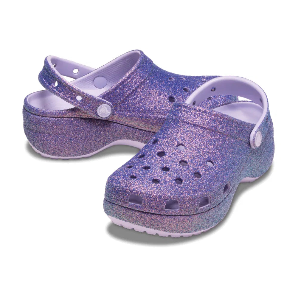 501 W CLASSIC PLATFORM IRIDESCENT GLITTER CLOG W