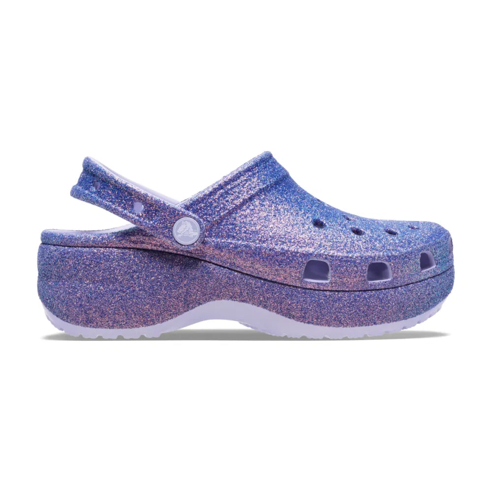501 W CLASSIC PLATFORM IRIDESCENT GLITTER CLOG W