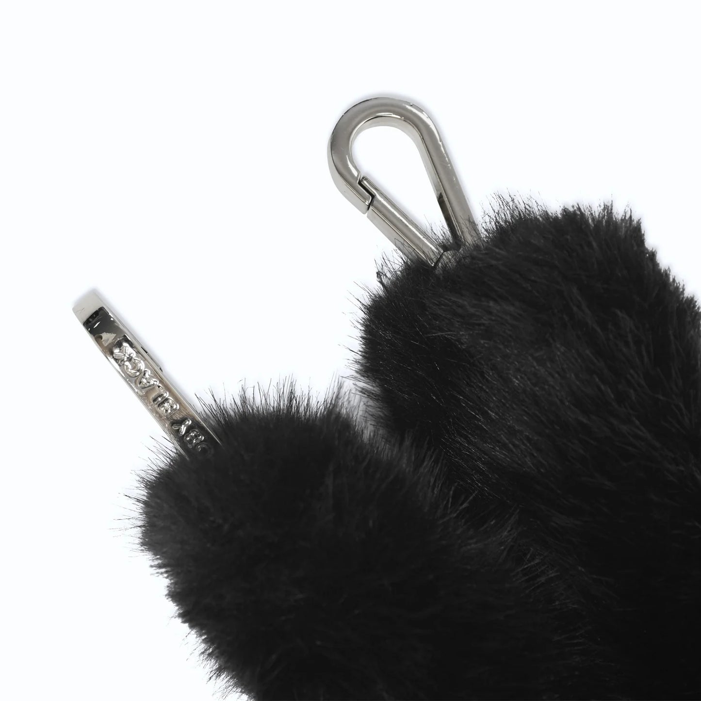 Black Fur Bag Strap/Wrist Strap with Phone