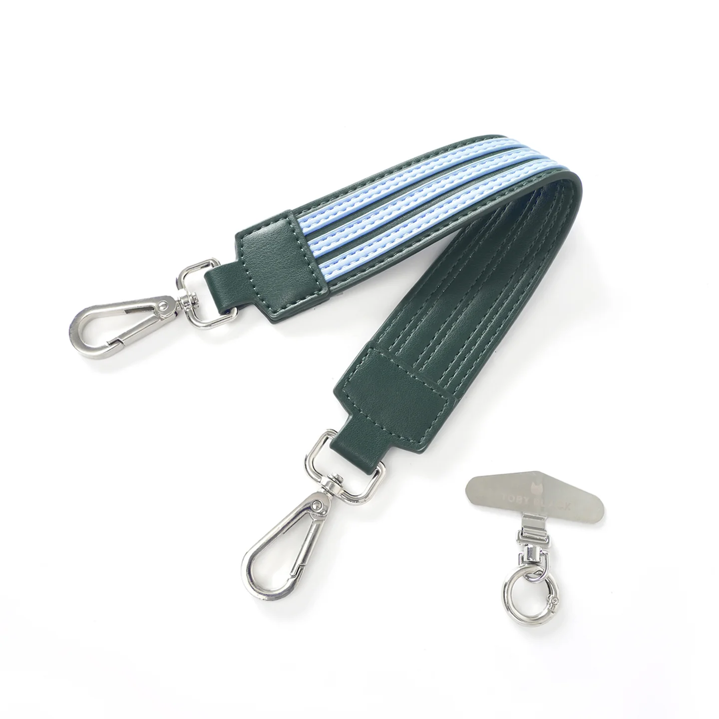 TobyBlack Bicolour Striped Wrist Strap:Green&Lblue