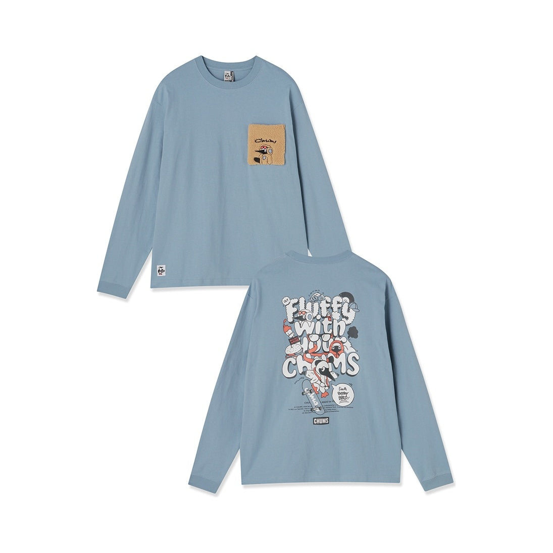 FLUFFY POCKET BRUSHED L/S T-SHIRT MS