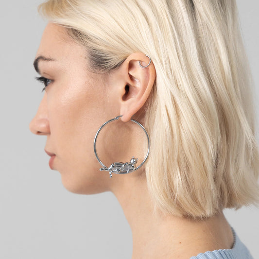 CATSTANZA HOOP EARRINGS (SILVER)
