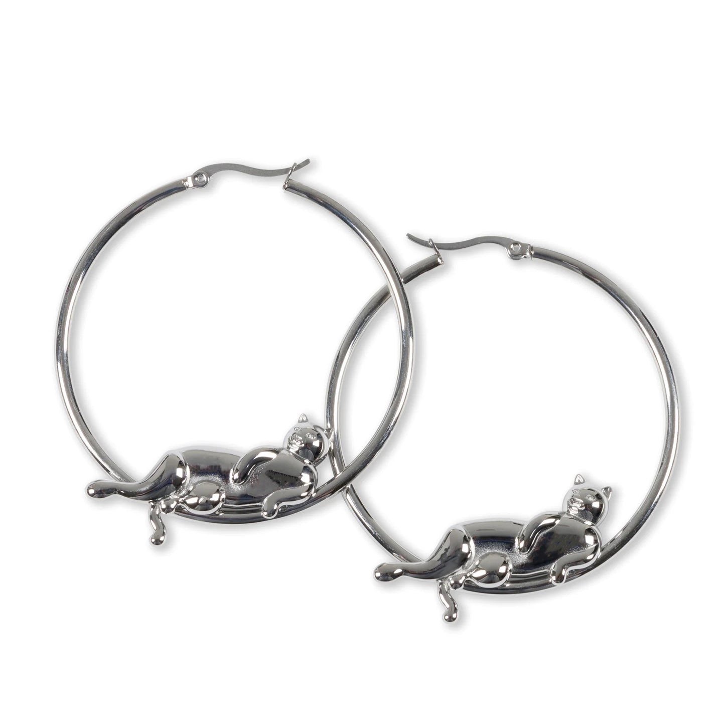 CATSTANZA HOOP EARRINGS (SILVER)