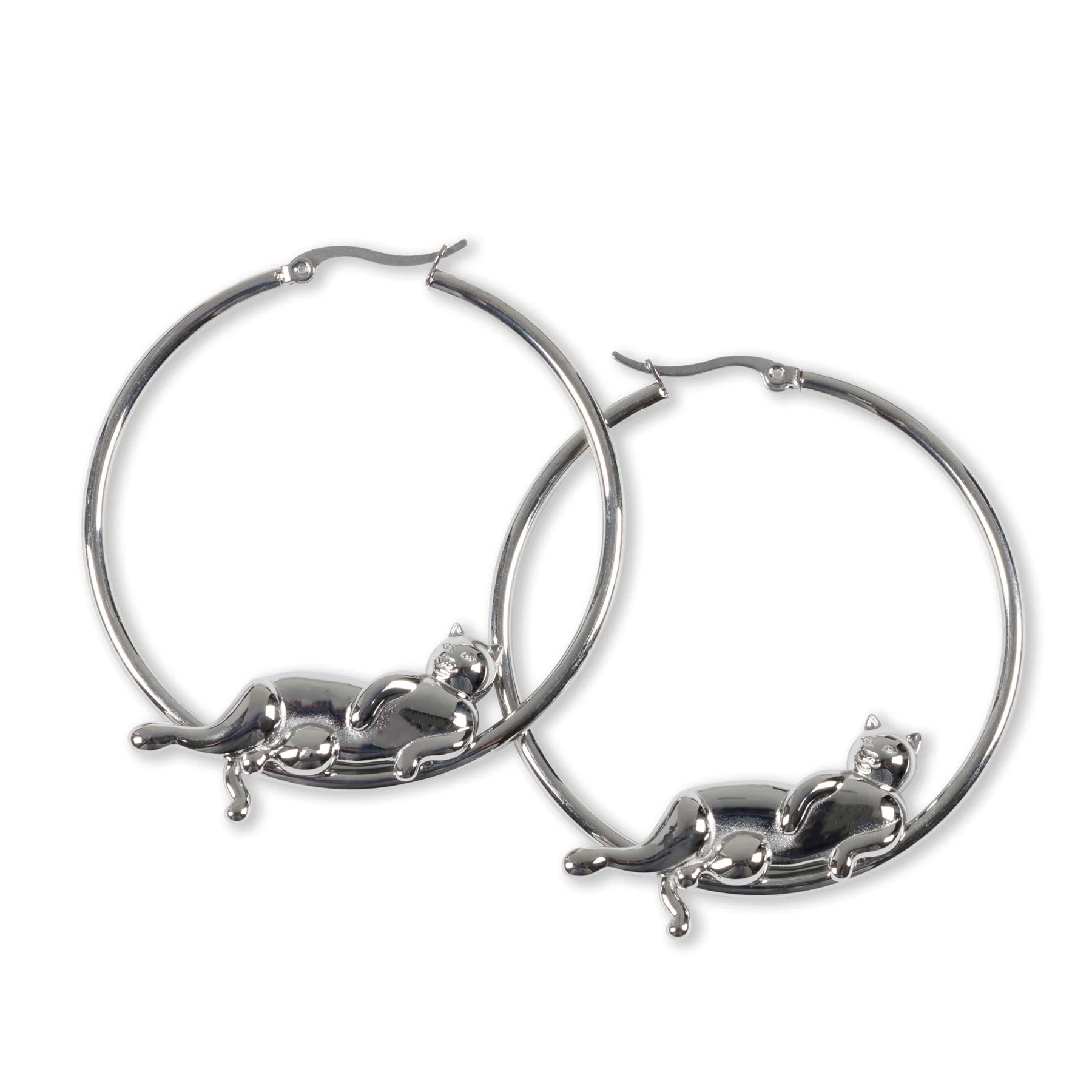 CATSTANZA HOOP EARRINGS (SILVER)