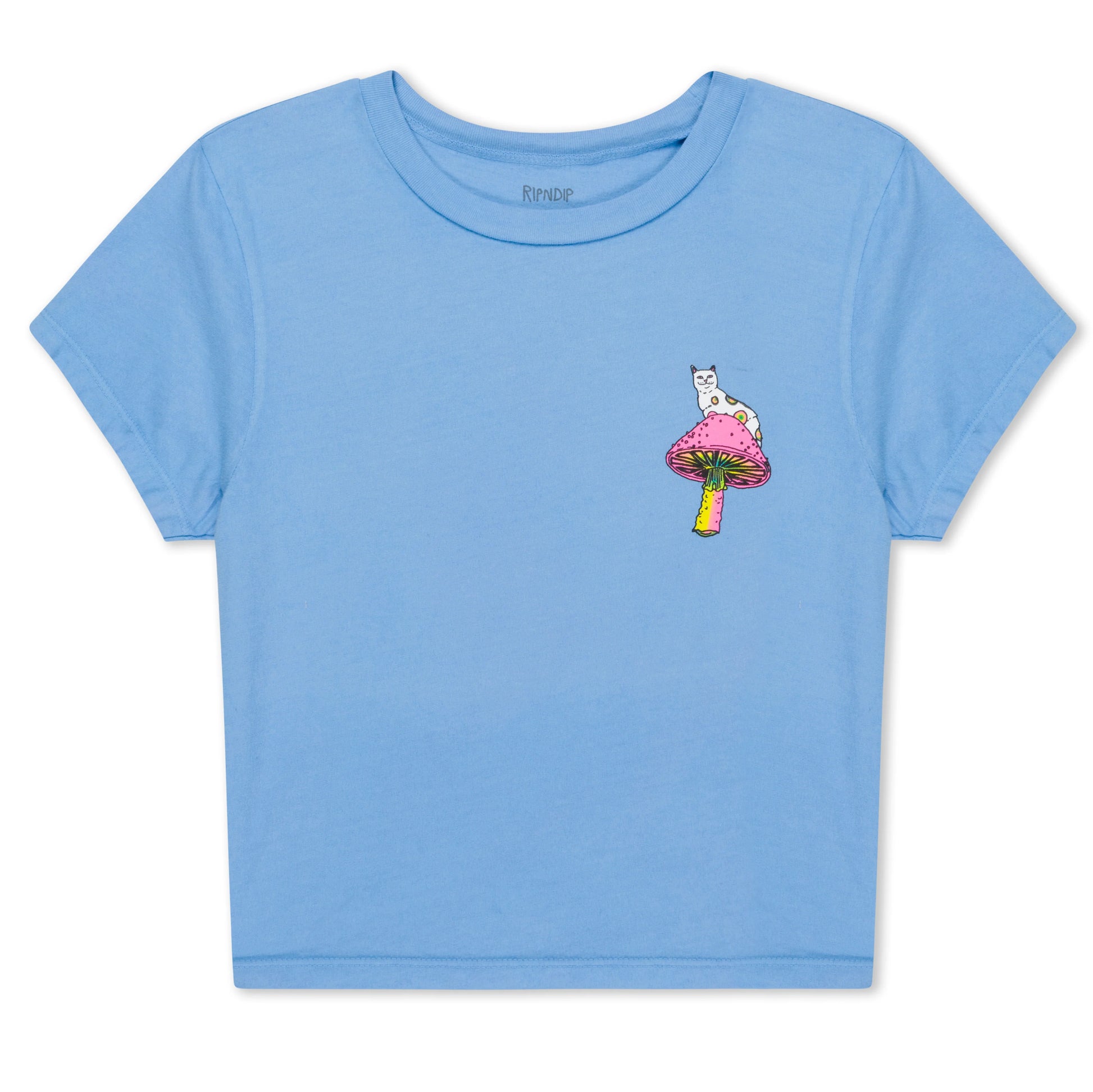 PSYCHEDELIC CROPPED BABY TEE (CORNFLOWER BLUE )