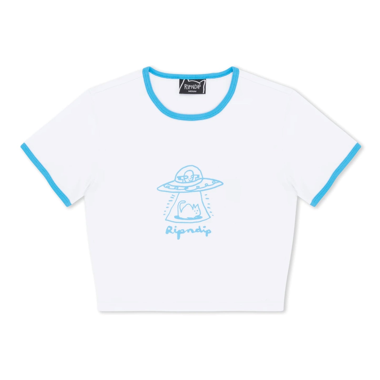 BLONDED CROPPED RINGER TEE (WHITE)