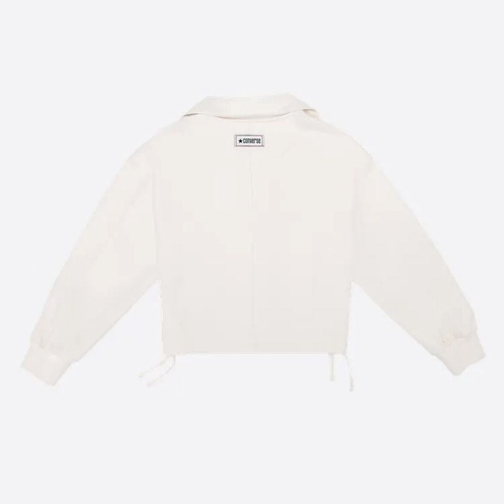 CROP HALF ZIP FLEECE TOP EGRET