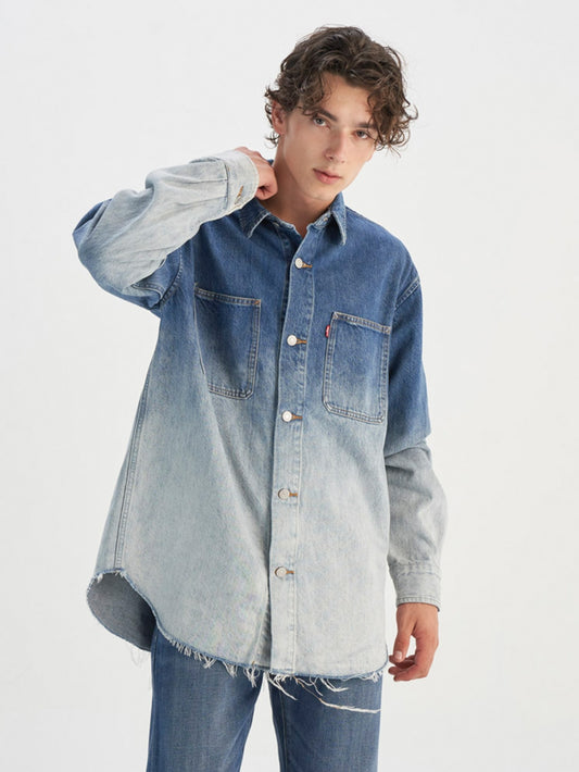 LE SHIRT JACKET OMBRE L DARK INDIGO WASH
