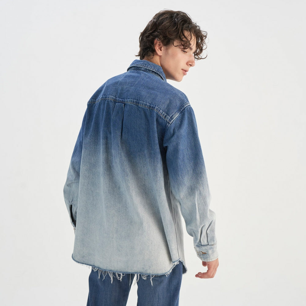 LE SHIRT JACKET OMBRE L DARK INDIGO WASH