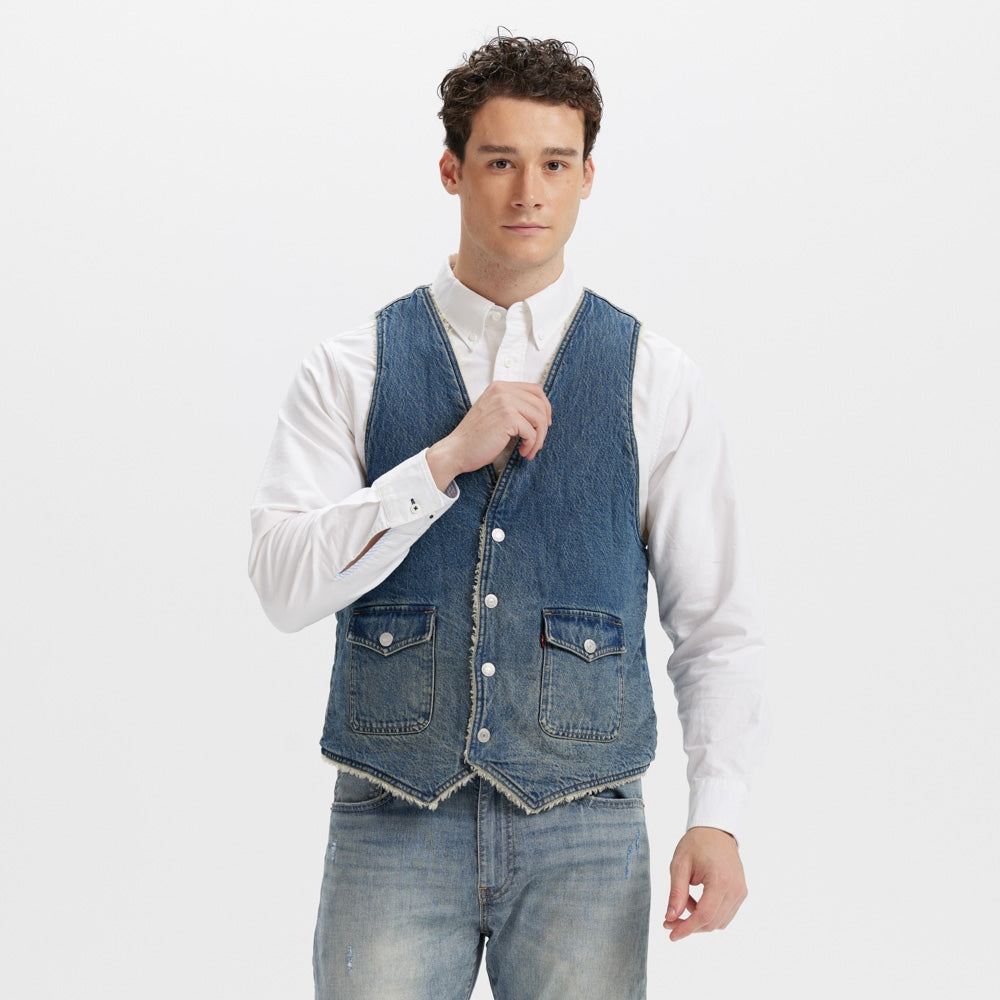 LE REV SHERPA VEST L MID BLUE WASH