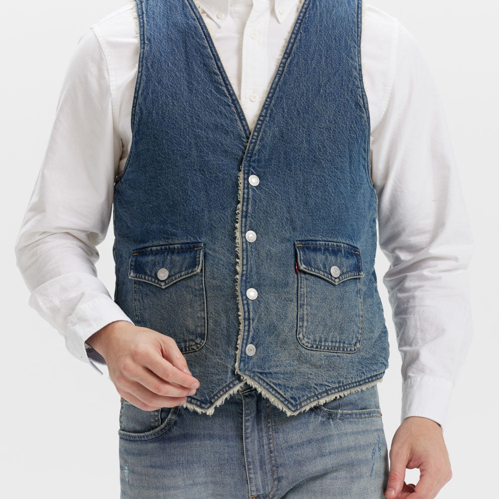 LE REV SHERPA VEST L MID BLUE WASH
