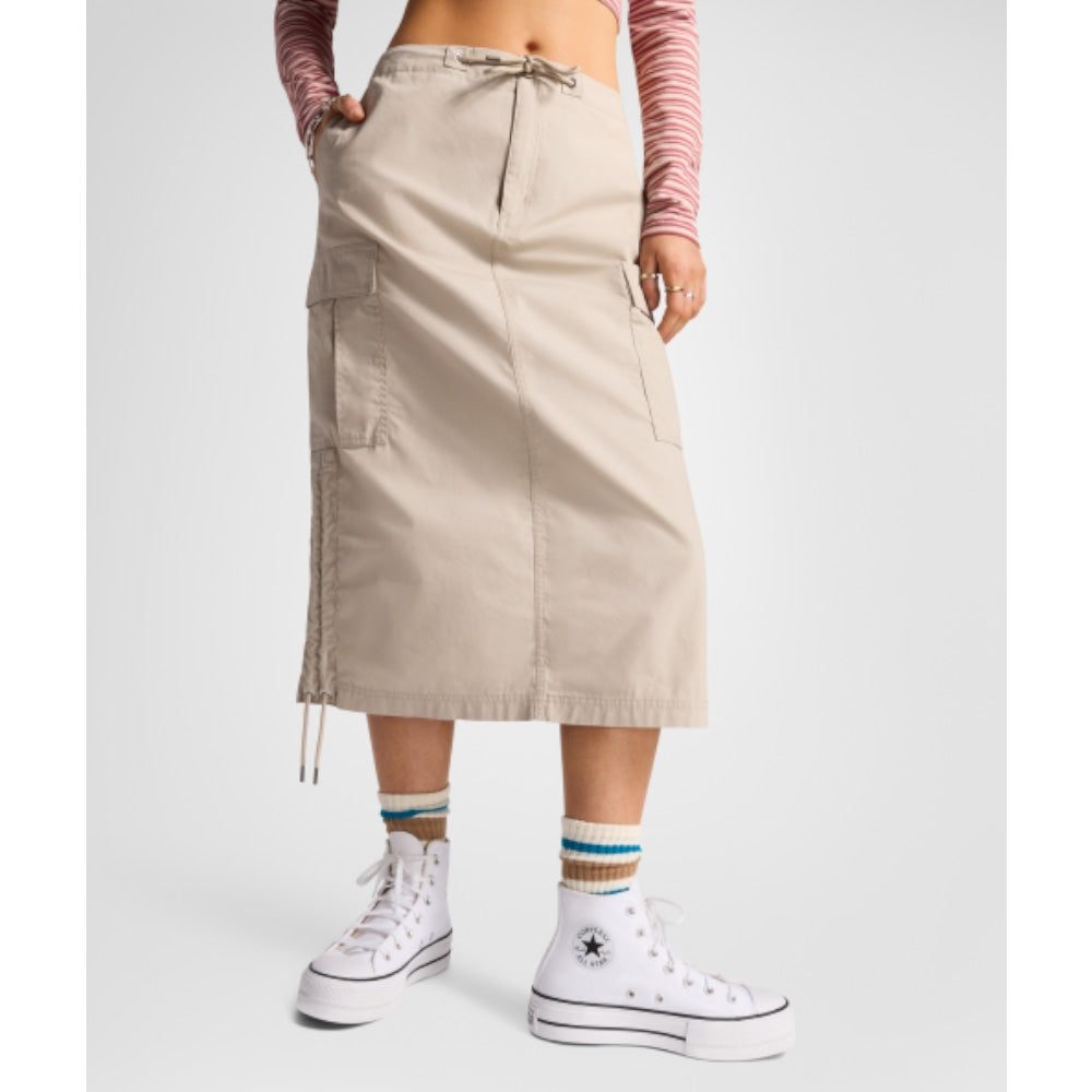 LONG WOVEN CARGO SKIRT PAPYRUS