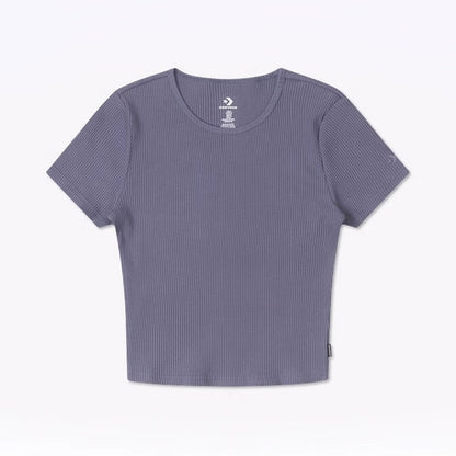 THE CONVERSE RIB CROP TEE LAVENDER ASH