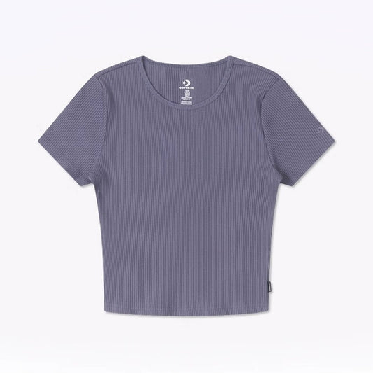 THE CONVERSE RIB CROP TEE LAVENDER ASH