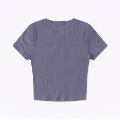 THE CONVERSE RIB CROP TEE LAVENDER ASH