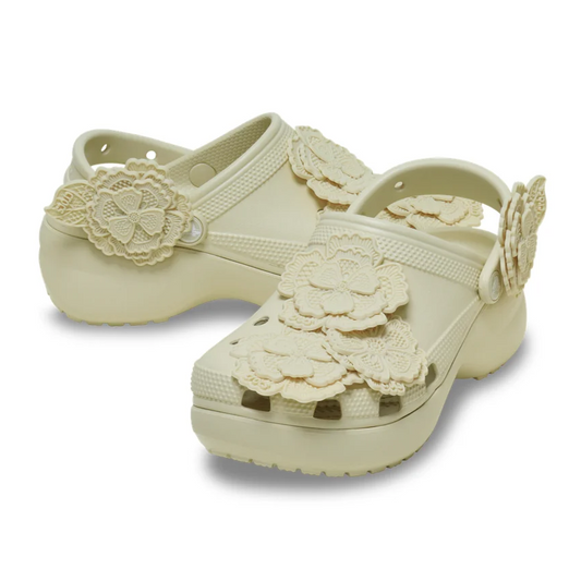 602 W CLS PLATFORM LACE FLORAL CLOG