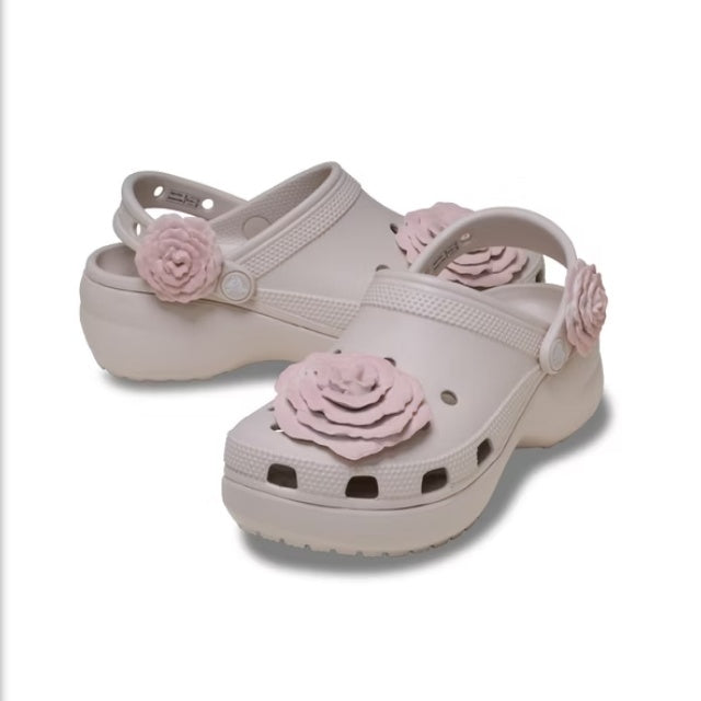 607 W CLS PLATFROM DIPPED ROSES CLOG