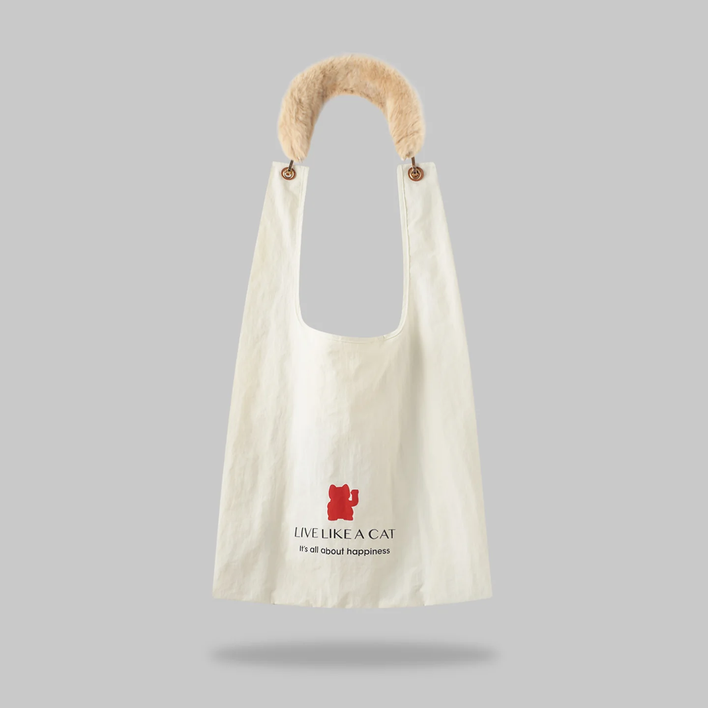 TWIN LUCKY CAT shopping bag with removable