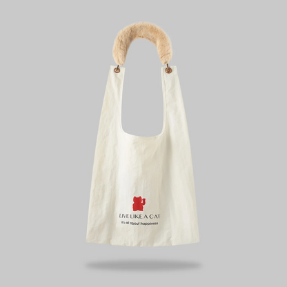 TWIN LUCKY CAT shopping bag with removable