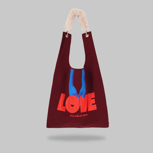 LOVE toby bag with detachable faux fur