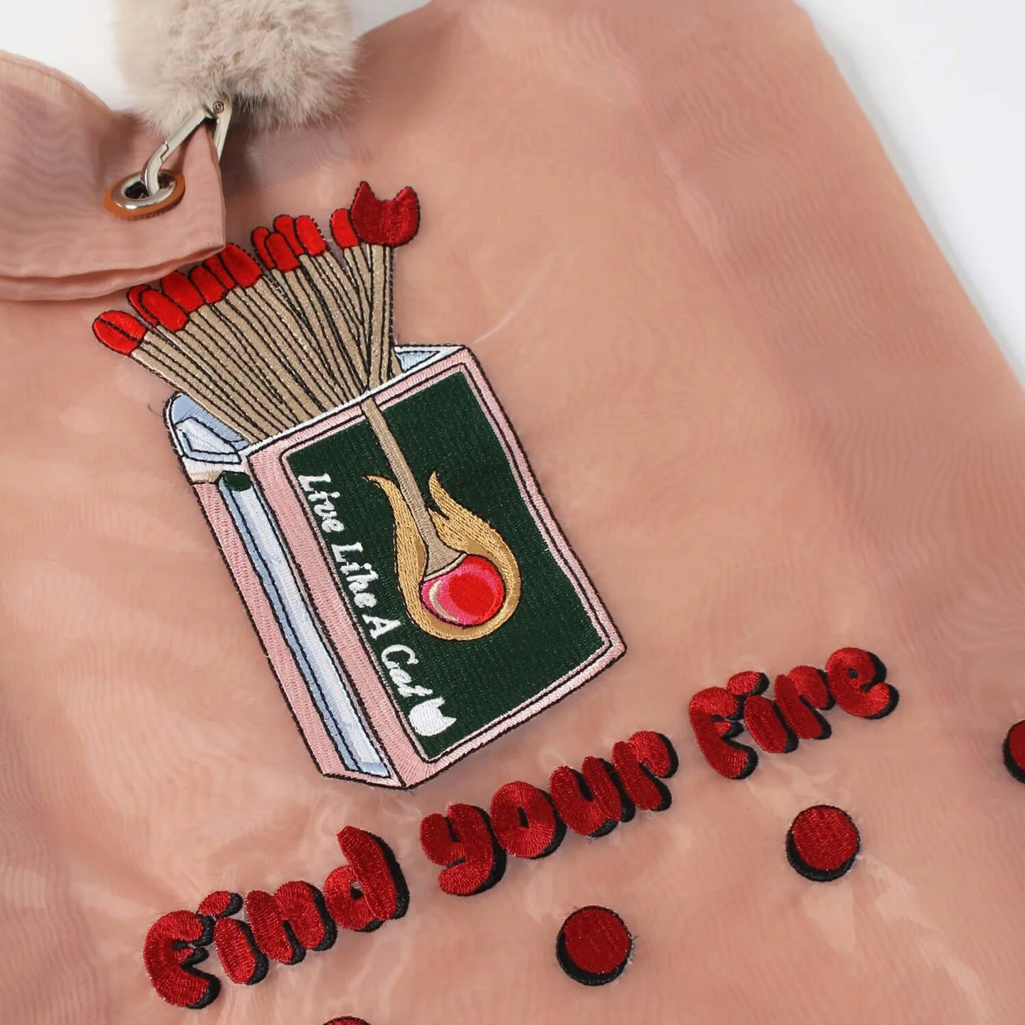 Find Your Fire Organza toby bag with detachable