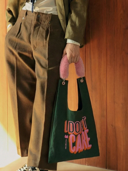 I DON'T CARE toby bag with detachable faux fur