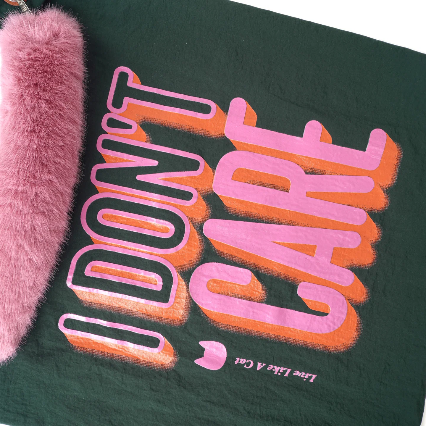 I DON'T CARE toby bag with detachable faux fur
