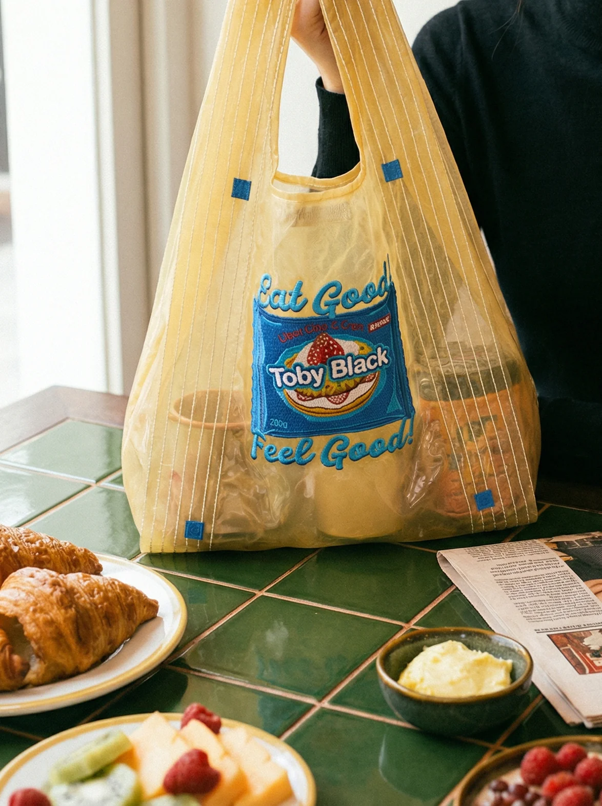 Eat Good Feel Good Organza toby bag