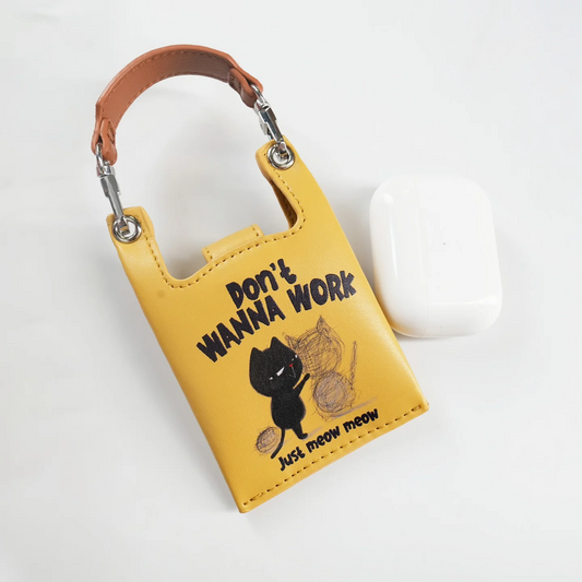 Mini toby bag Airpods Purse case-DON'T WANNA WORK
