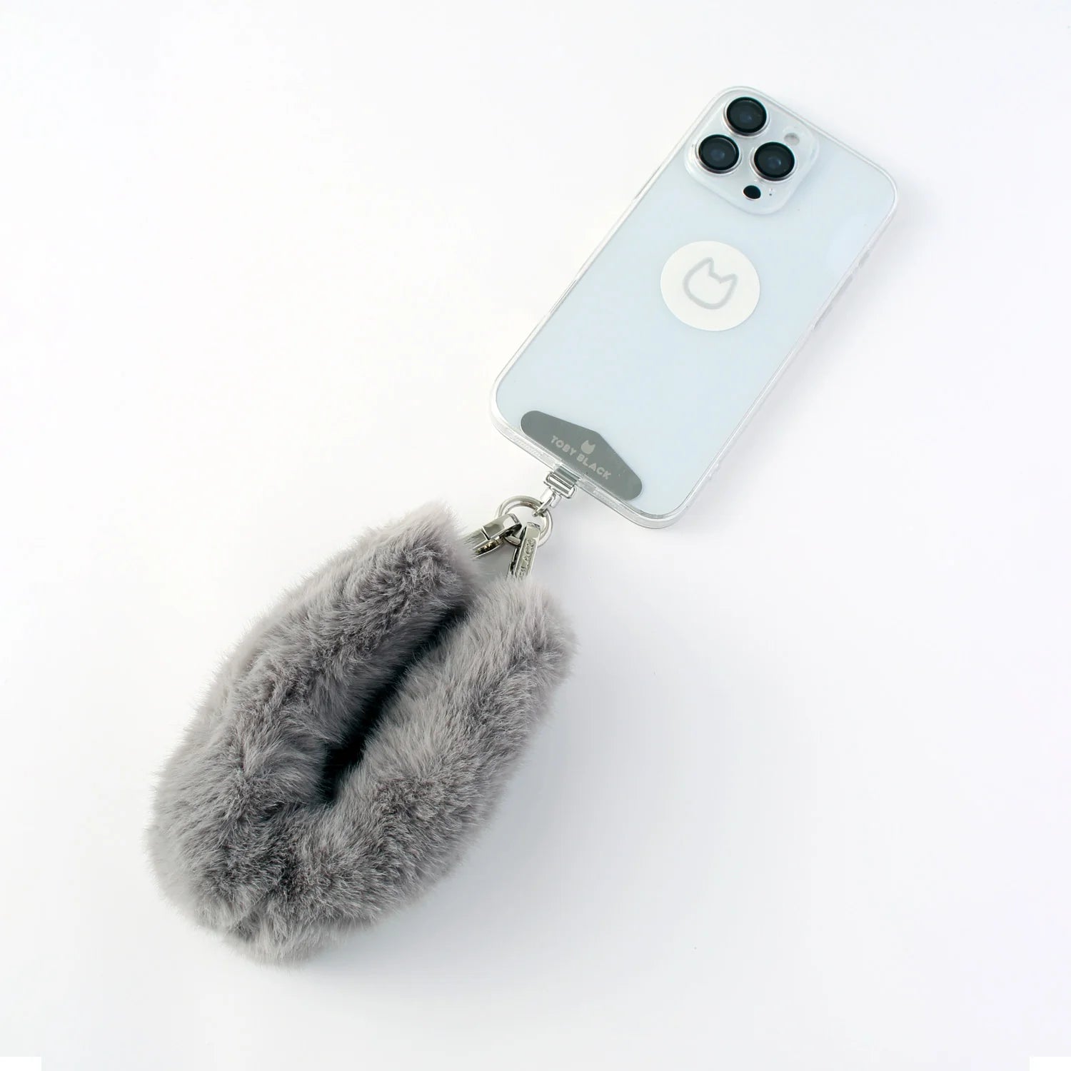 GREY Furry Bag Strap
