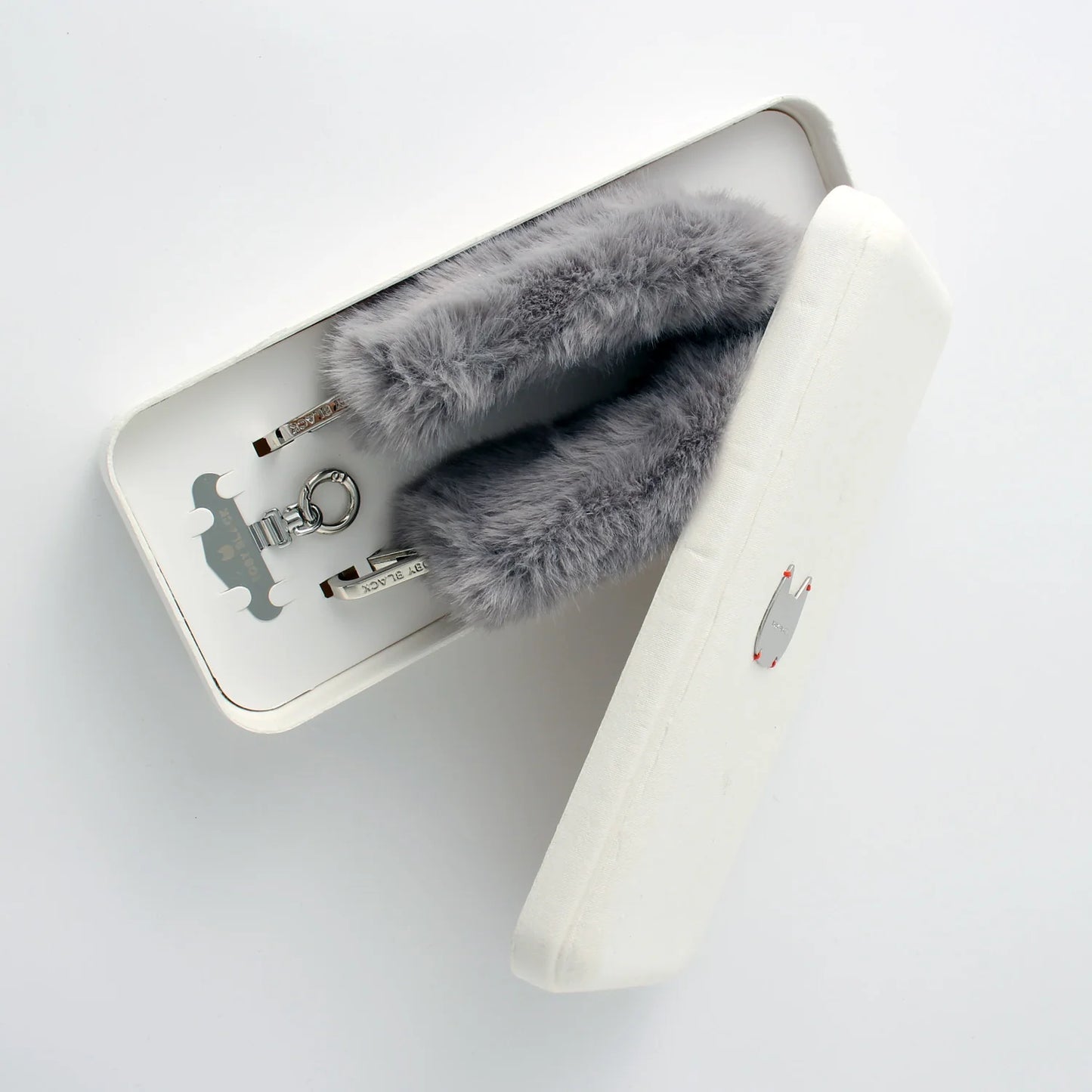 GREY Furry Bag Strap