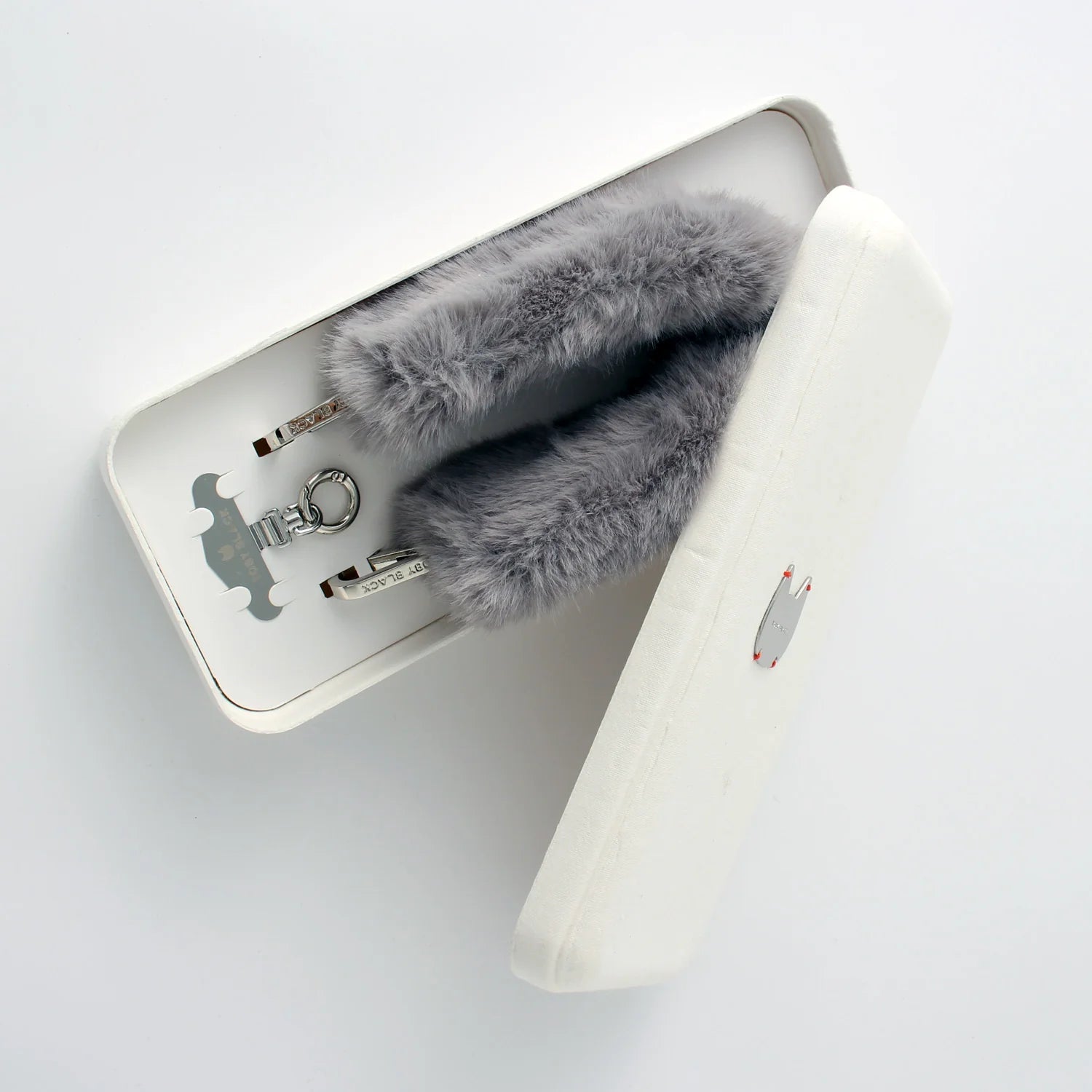 GREY Furry Bag Strap