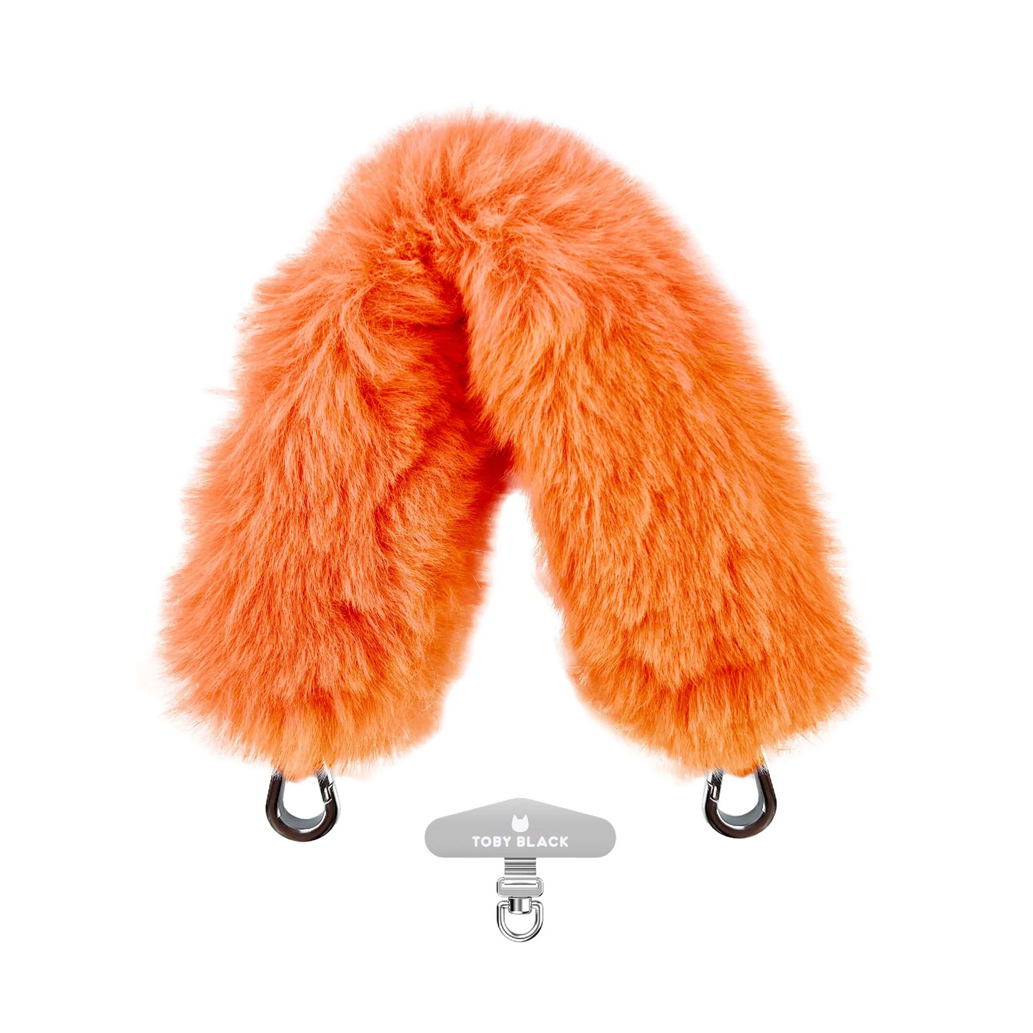 TOBY BLACK Orange Fur Bag Strap/Wrist Strap with Phone Strap
