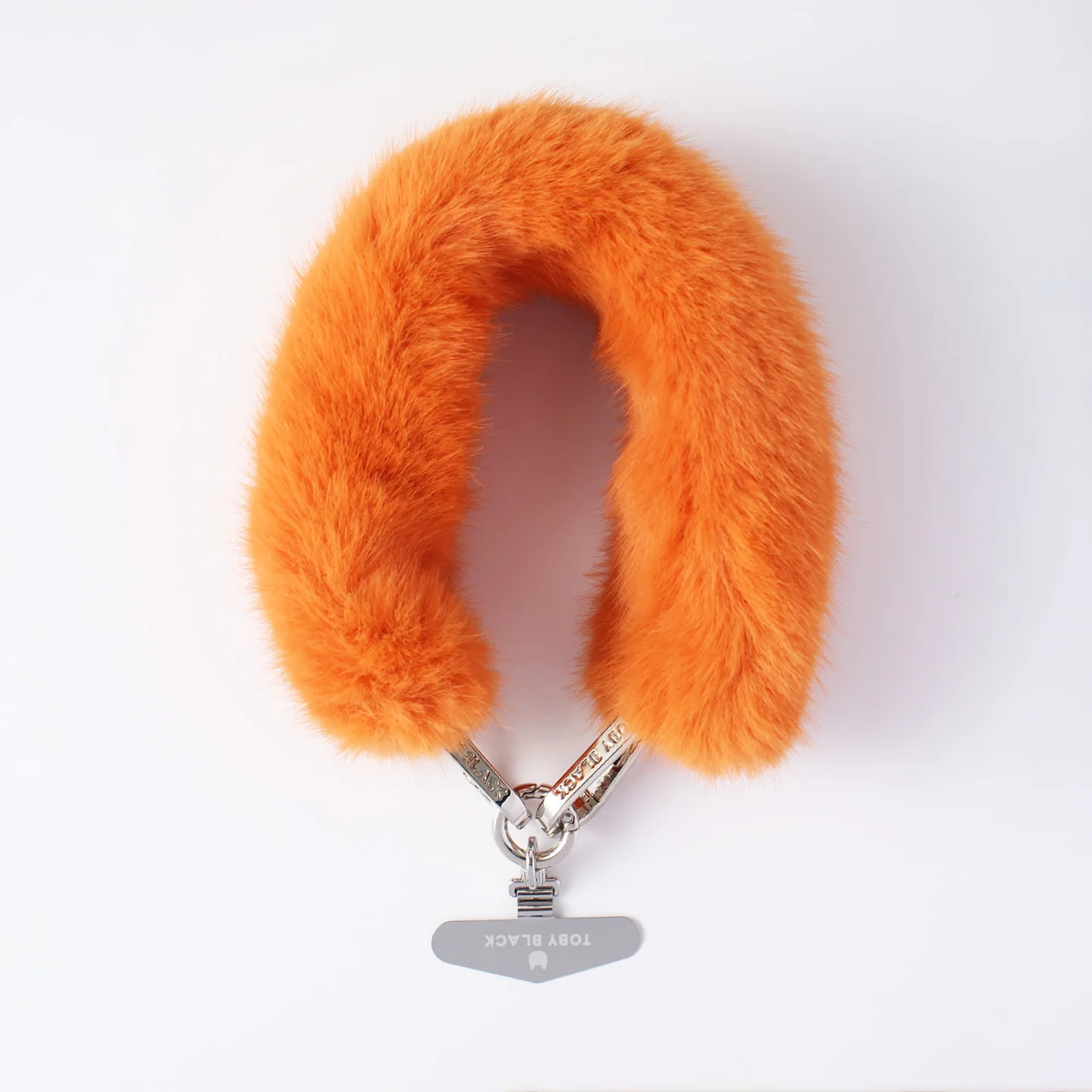 TOBY BLACK Orange Fur Bag Strap/Wrist Strap with Phone Strap
