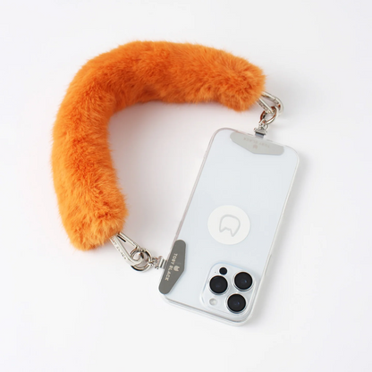 TOBY BLACK Orange Fur Bag Strap/Wrist Strap with Phone Strap