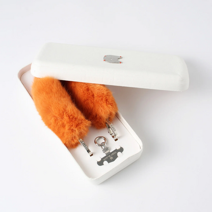 TOBY BLACK Orange Fur Bag Strap/Wrist Strap with Phone Strap