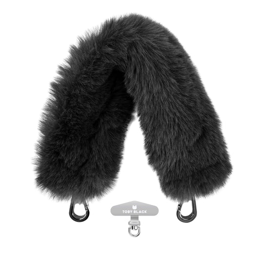 Black Fur Bag Strap/Wrist Strap with Phone