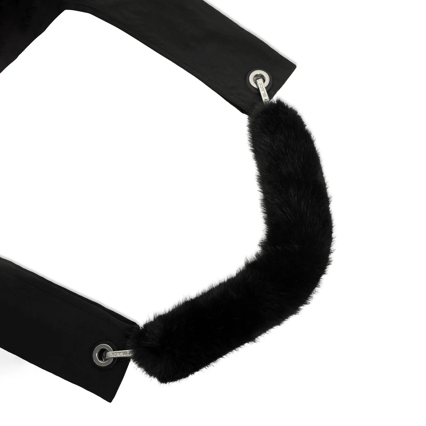 Black Fur Bag Strap/Wrist Strap with Phone