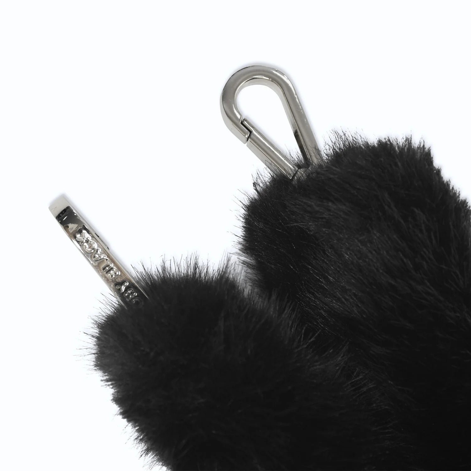 Black Fur Bag Strap/Wrist Strap with Phone