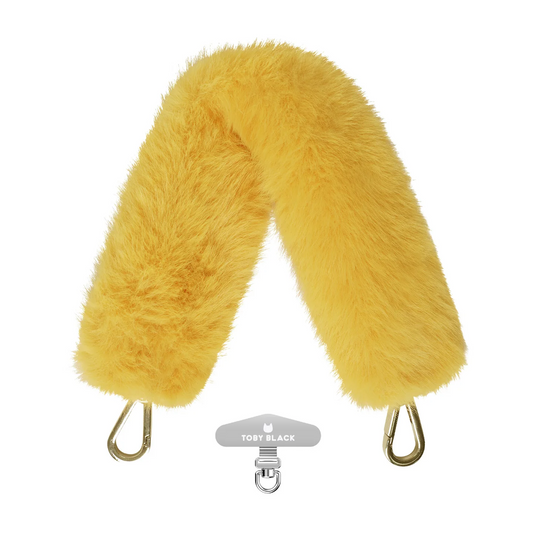 Yellow Fur Bag Strap/Wrist Strap with Phone Strap