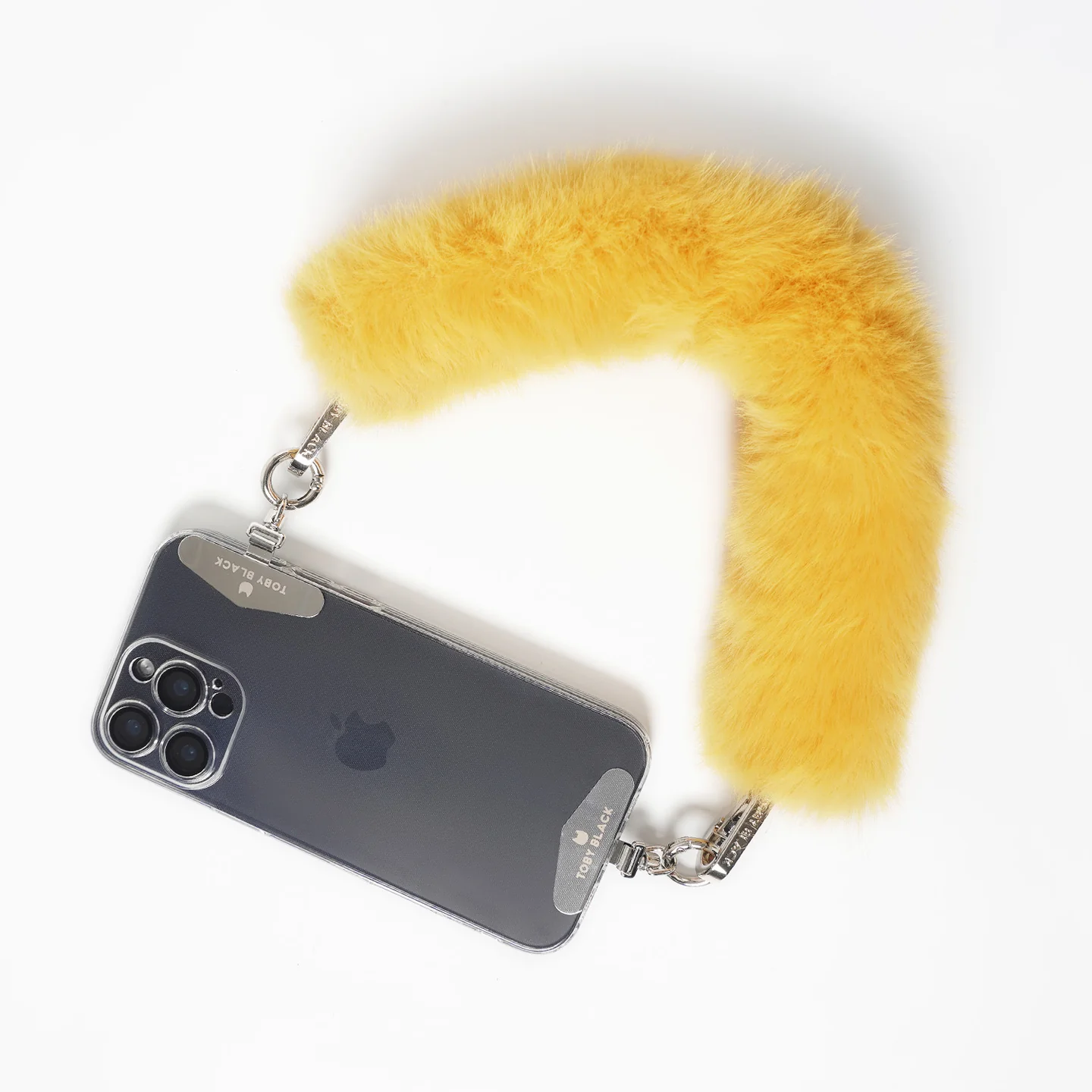 Yellow Fur Bag Strap/Wrist Strap with Phone Strap