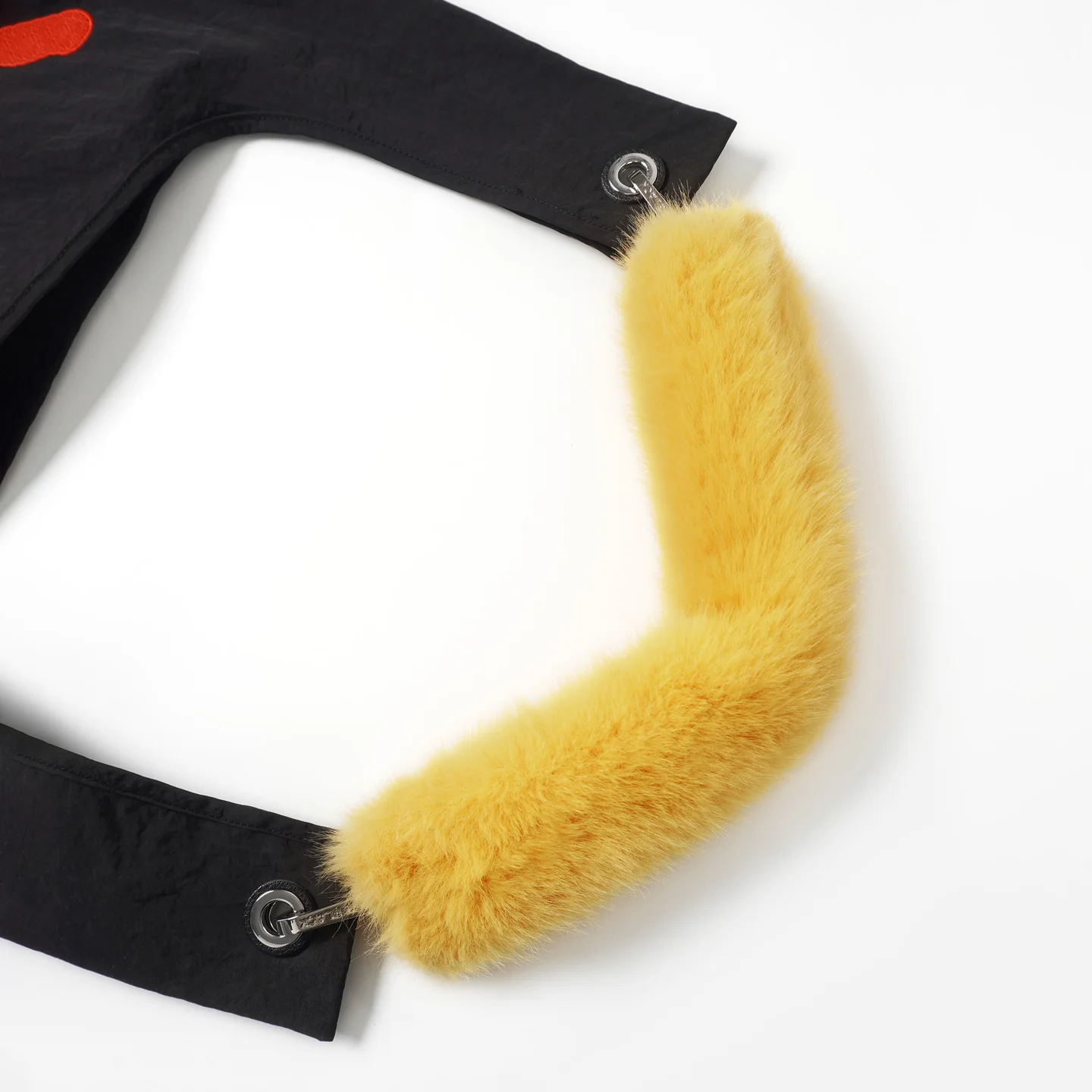Yellow Fur Bag Strap/Wrist Strap with Phone Strap