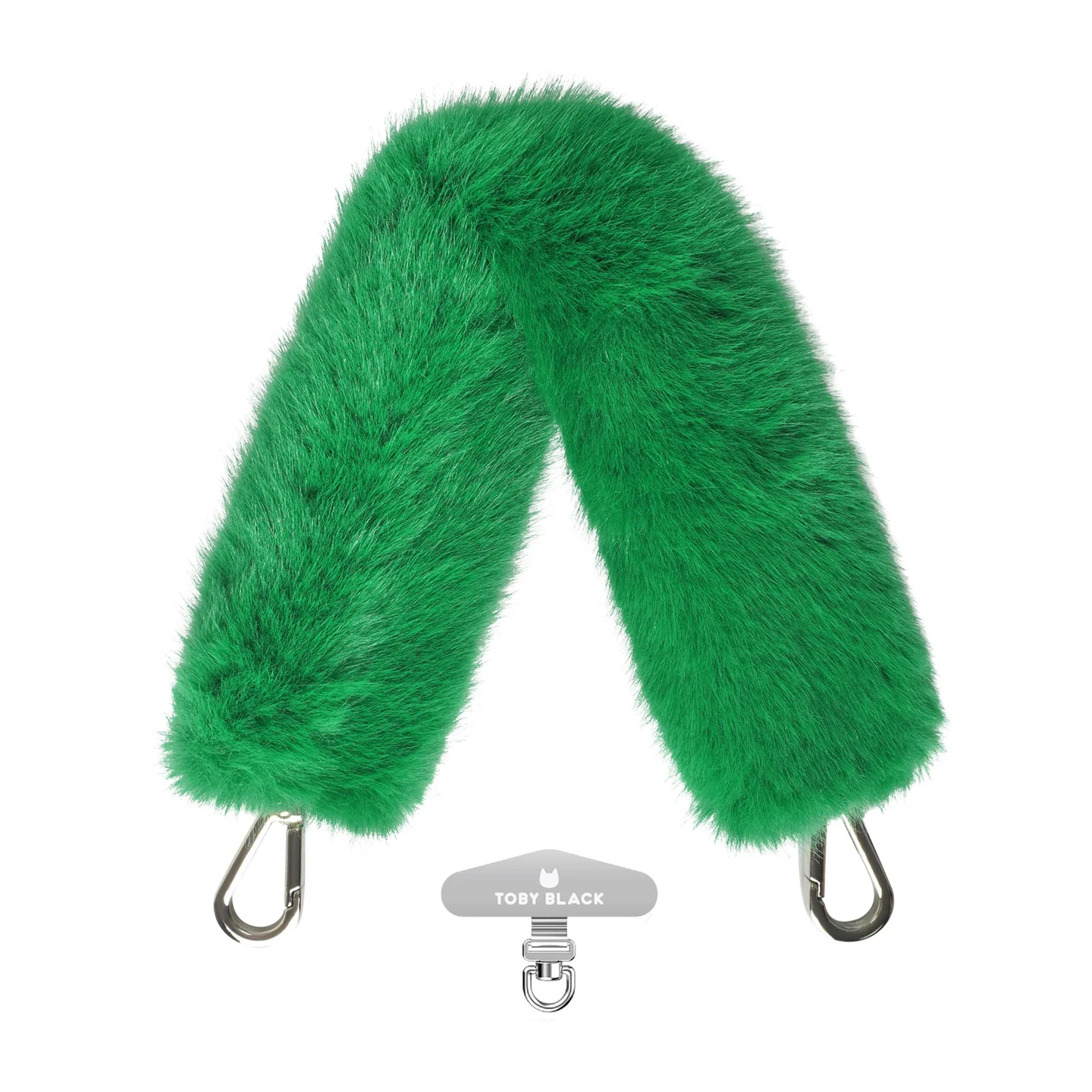 Green Fur Bag Strap/Wrist Strap with Phone Strap