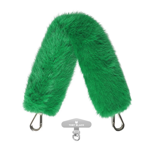 Green Fur Bag Strap/Wrist Strap with Phone Strap