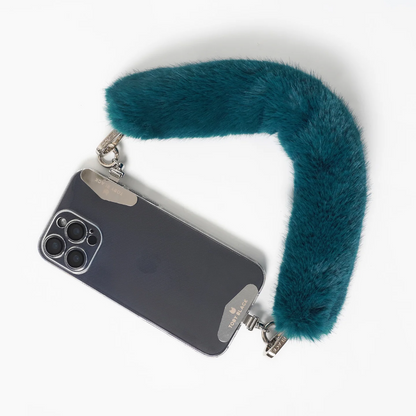 Loyal Blue Fur Bag Strap/Wrist Strap with Phone