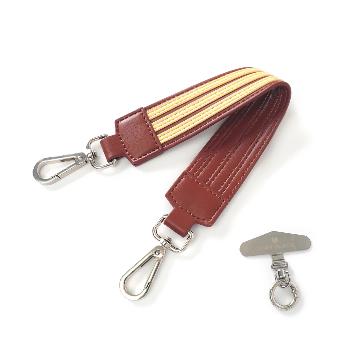 TobyBlack Bicolour Striped Wrist Strap:Brown&Yello