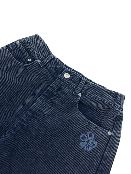 LADIES CORDUROY INDIGO WASH PANTS