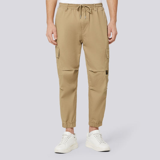 MENS TAPER WOVEN TWILL CARGO JOGGERS