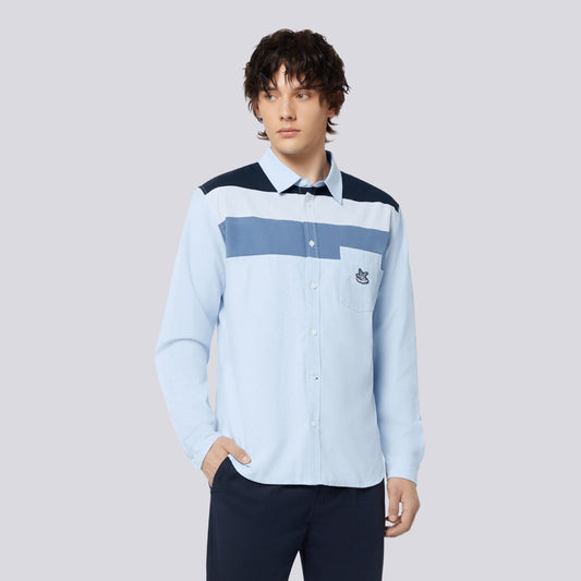 MENS SLIM FIT PANEL BLOCKING OXFORD SHIR 